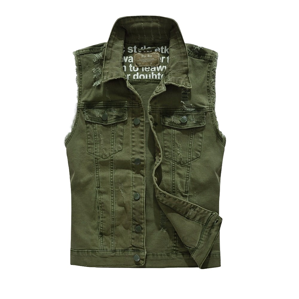 green denim vest