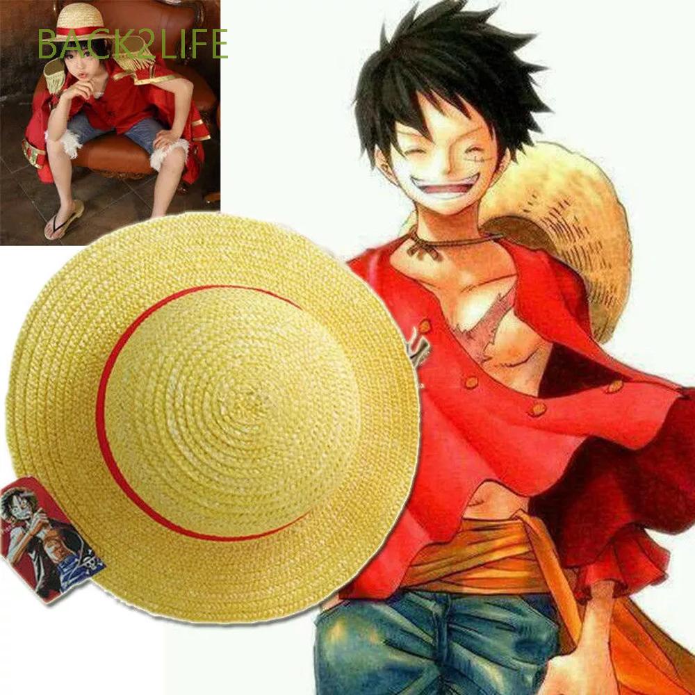 BACK2LIFE Japanese Luffy Hat Red Stripe Monkey D Luffy Straw Hat Anime  Cartoon Props Boater Flat Hats Halloween Cosplay Beach Cap/Multicolor |  Shopee Malaysia