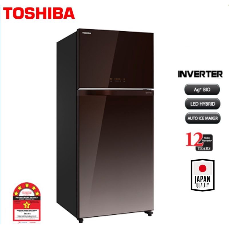 Toshiba Duo Hybrid Inverter Auto Ice Maker Glass Refrigerator GRAG66MA