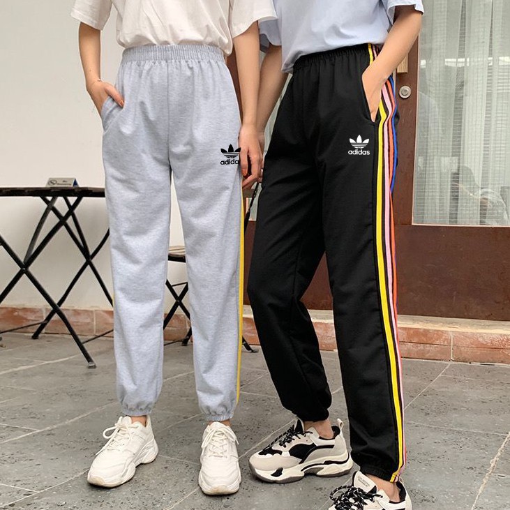 rainbow adidas pants