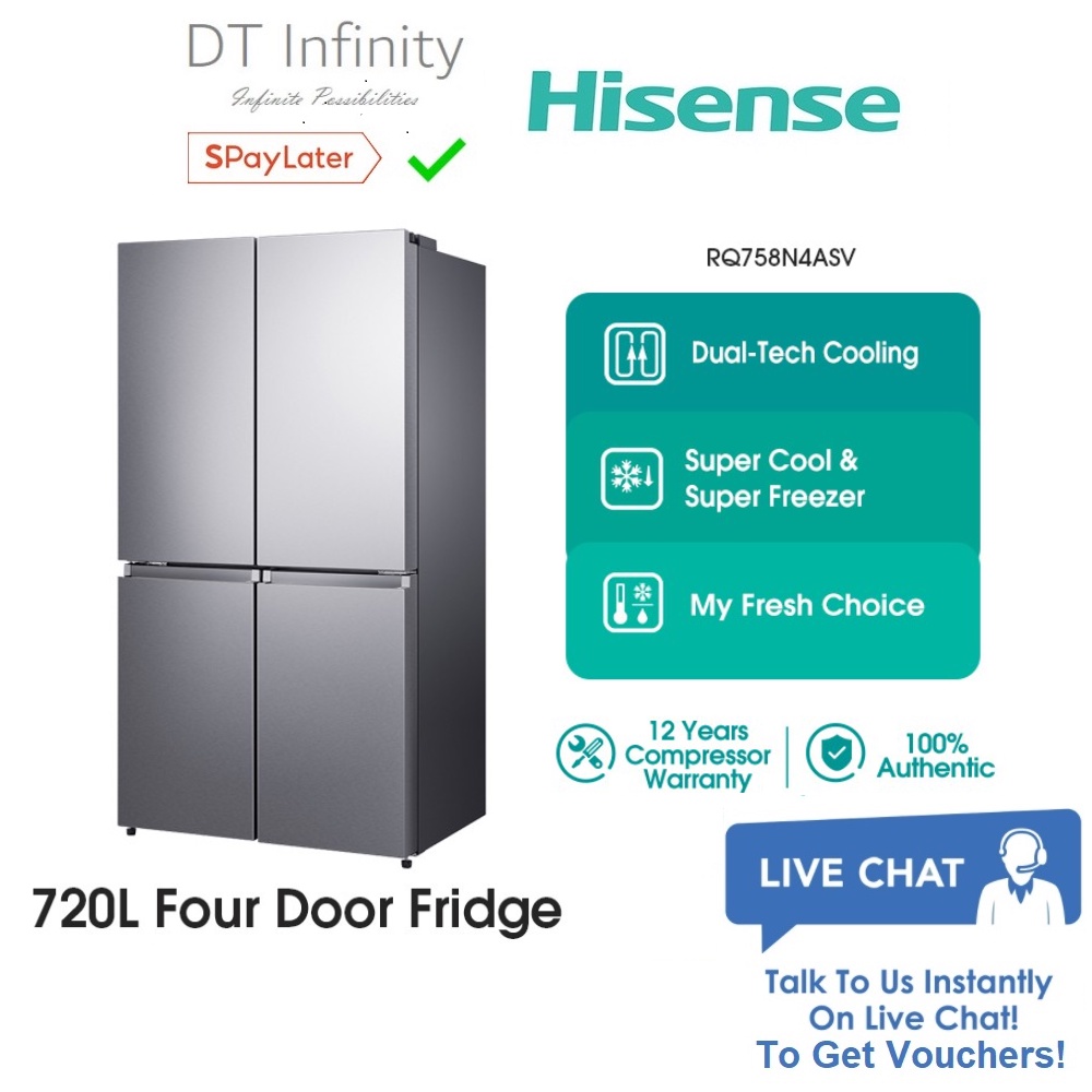 Hisense 720L Gross 4 Door Fridge Inverter Refrigerator Peti Sejuk