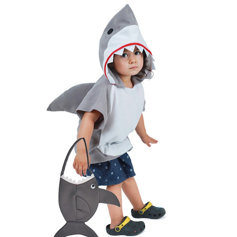 ❤Ready Stock❤Fashion Kids Ocean Shark Jumpsuit Cosplay Shark Stage Clothing Fancy Dress Halloween Christmas Costume Prop