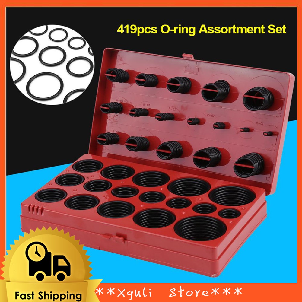 419pcs O Ring Assortment Set Seal Gasket Universal Rubber O Ring Kit R01 R32 Shopee Malaysia