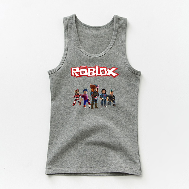 Boys Roblox Logo Game Tank Top Sleeveless Summer Sleeveless Cotton Vest Shirt Shopee Malaysia - roblox vest shirt
