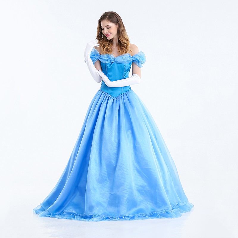 Adult Princess Cinderella Aurora Costume Deluxed Stage Fancy Cosplay Dress 