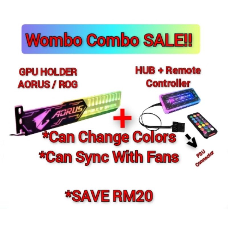 AORUS / ROG Aurora RGB Graphic Card GPU Holder 25CM + HUB Controller