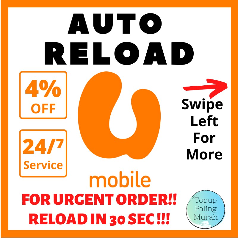 Automatic Umobile Reload Prepaid Postpaid Bill Auto Topup Rm5 Rm10 15 25 30 35 40 45 50 55 60 65 70 75 100 U Mobile Shopee Malaysia