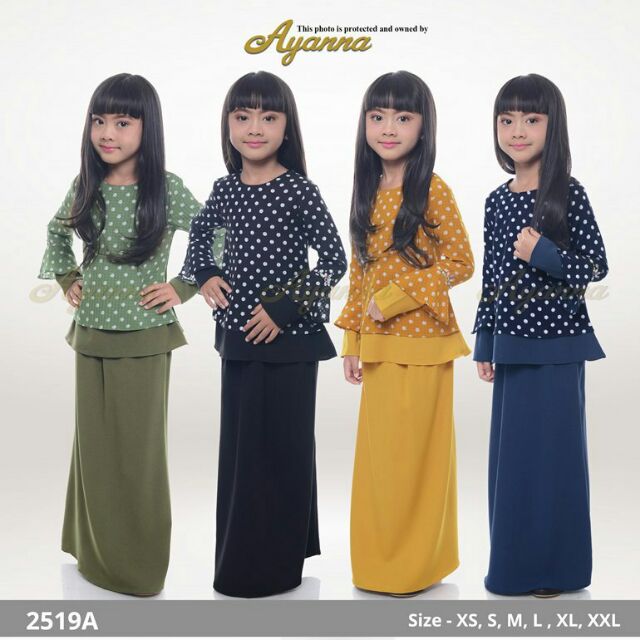  Baju  Kurung  Budak  Agnes 2519A XS XXL Baju  Raya 2021  