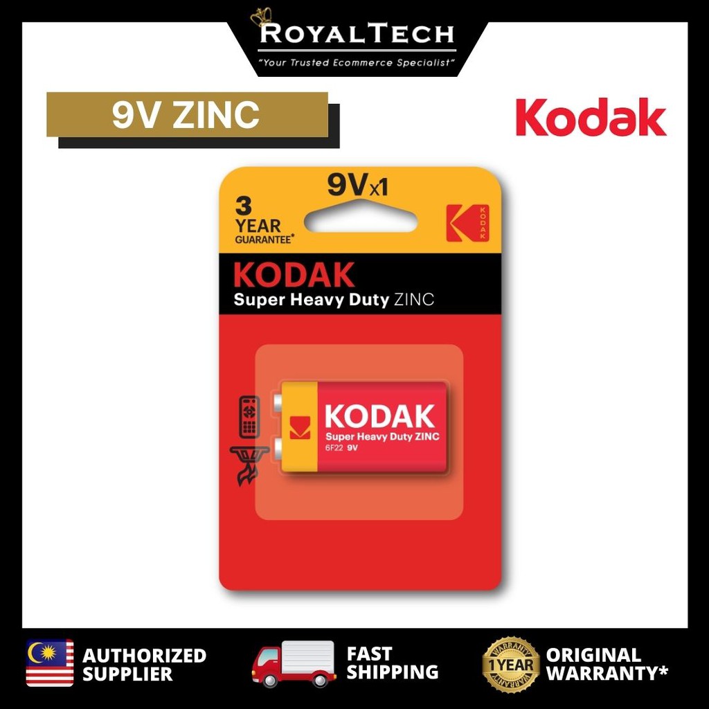 Kodak 9V Extra Heavy Duty Zinc Batteries / Battery for ...