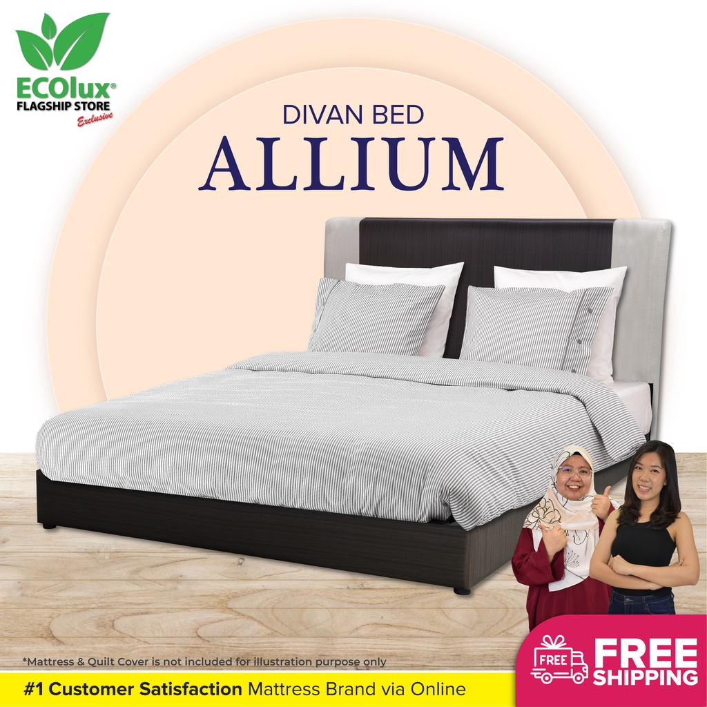[FREE SHIPPING] ECOlux - ALLIUM Divan/ Katil / Bed frame (Headboard + Box) (PVC Leather) Queen/King/Single/S.Single