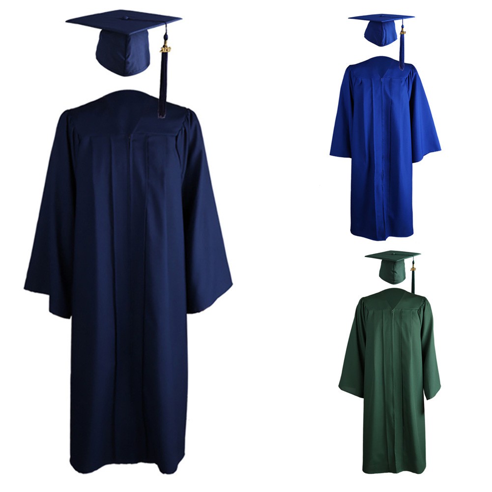 2021 Adult Zip Closure University Academic Graduation Gown Robe Mortarboard Cap