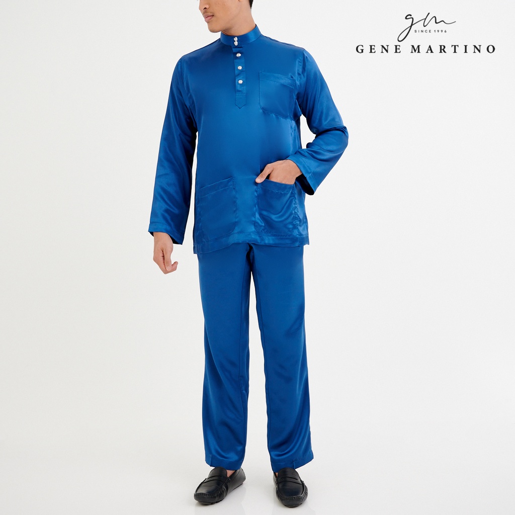 Gene Martino Baju Melayu Satin Classic With Pesak MA666SU - Royal Blue ...