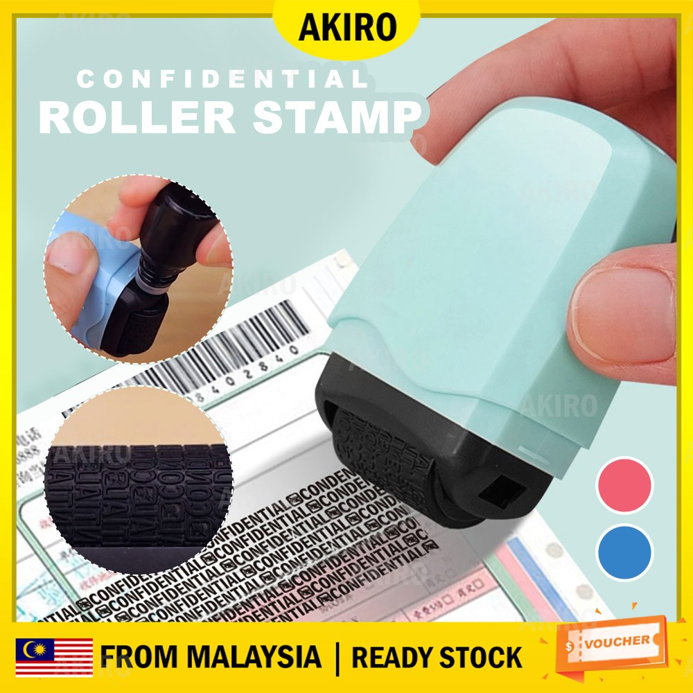 AKIRO Seal Roller Stamp Parcel Label Data Remover Refillable Ink Confidential Stamp Self-Inking Security Chop 涂鸦保密印章