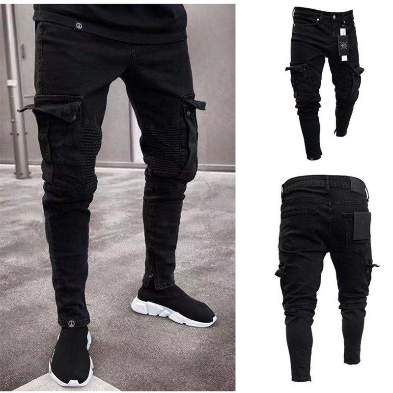 black cargo skinny jeans mens