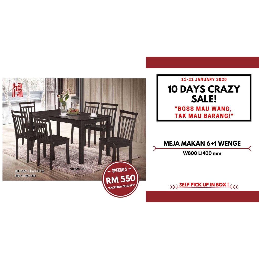  1 6 DINING SET MEJA MAKAN Shopee  Malaysia