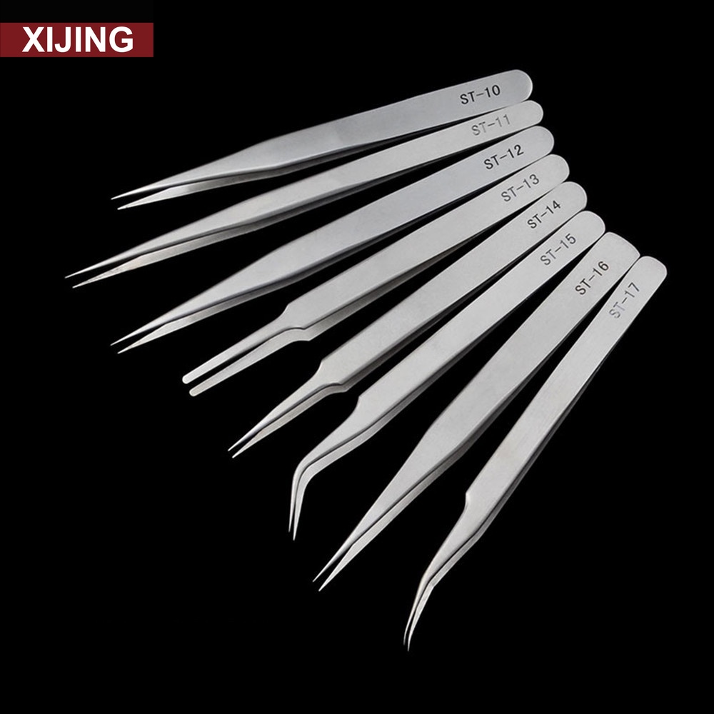 XJ-1.5mm Stainless Steel Tweezers Pointed Elbows Disassembly Bird's ...