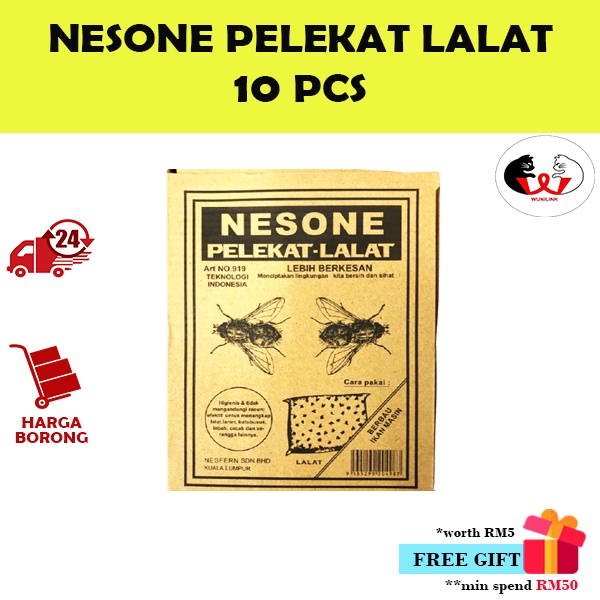 Nesone Pelekat Lalat / Gam Lalat / Lalat Sticker /Fly Hygienic Adhesive / Flies Sticker [10 PCS]