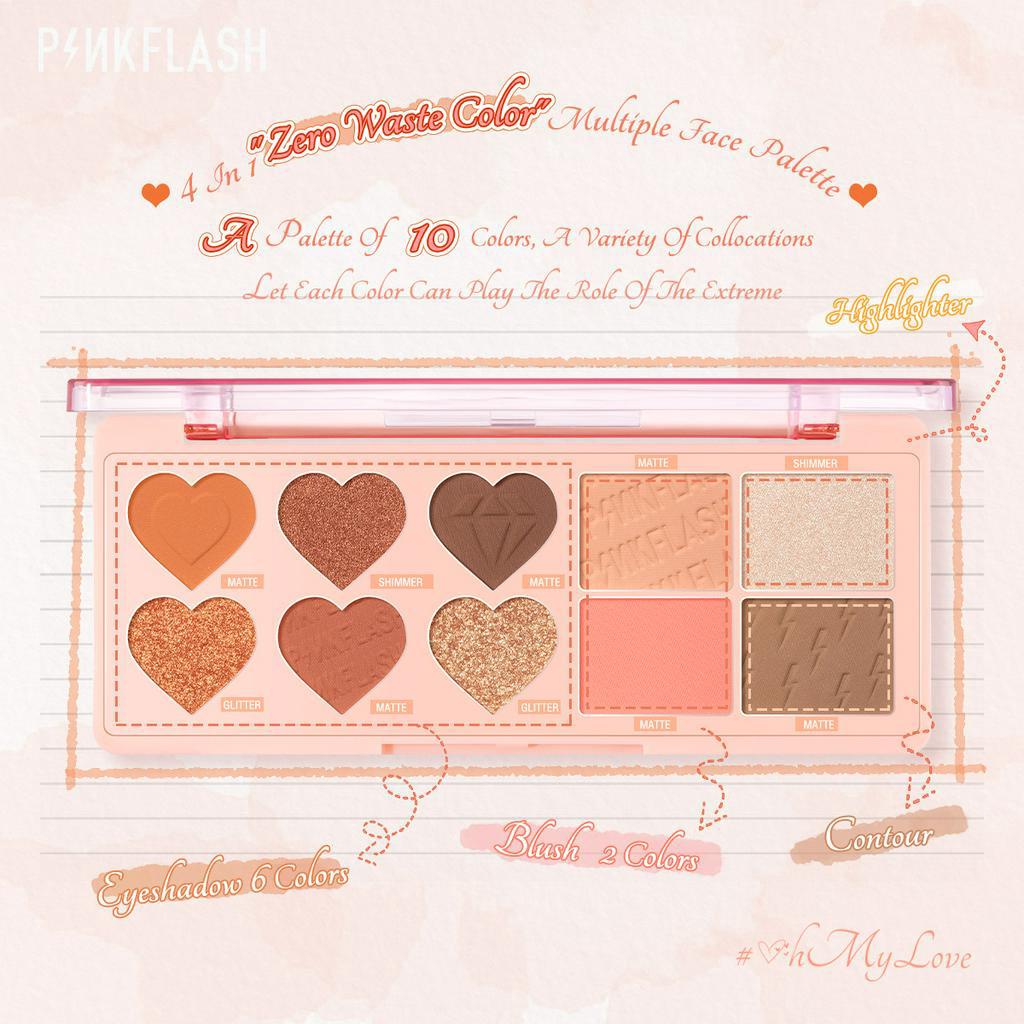 Pinkflash All In One Eyeshadow Blusher Highlight Contour Face Palette