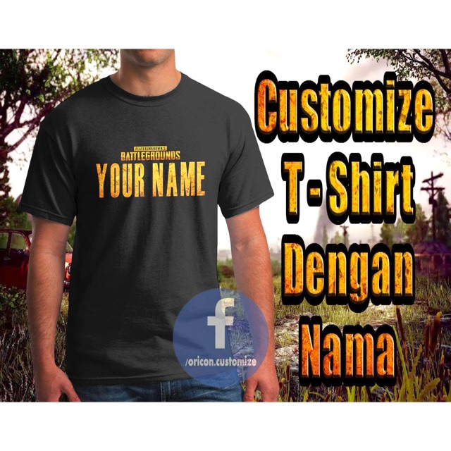  Baju  Game PUBG Cotton roundneck print baju  team nama  