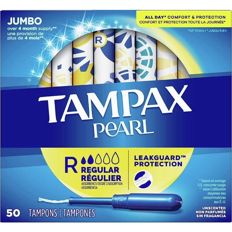 Tampax Pearl Tampons Super Absorbency with BPAFree Plastic Applicator