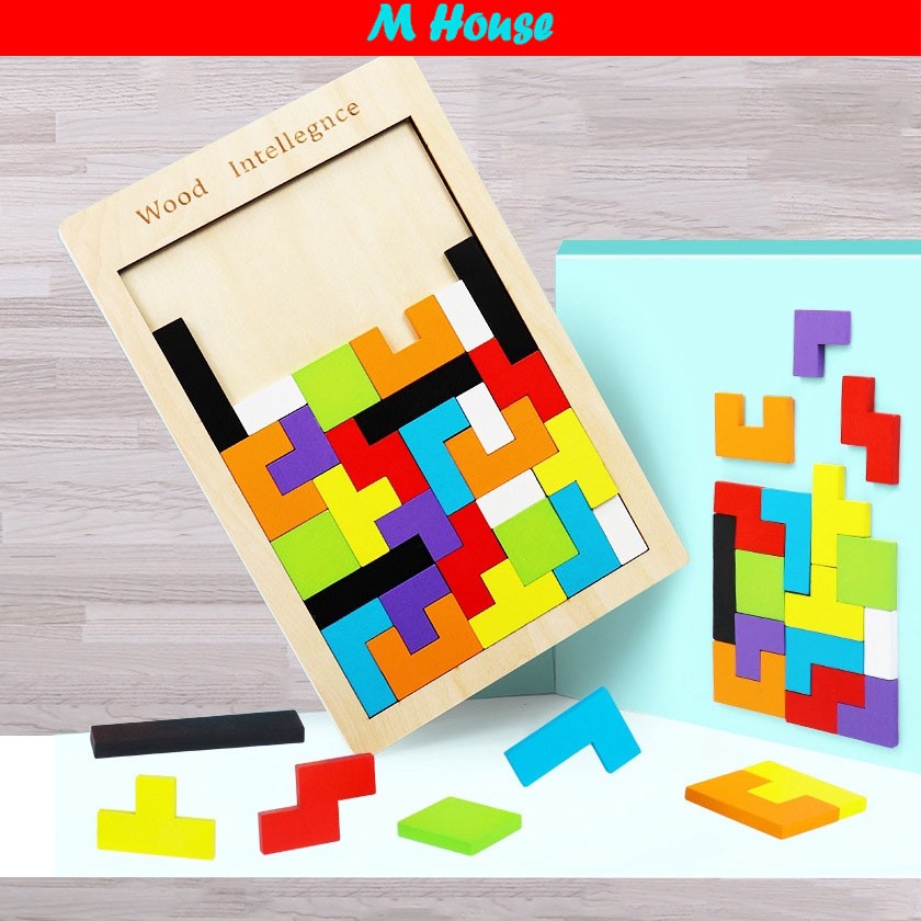 Wooden Tetris Tangram Intelligence Puzzle Children Educational Toy | Shopee  Malaysia