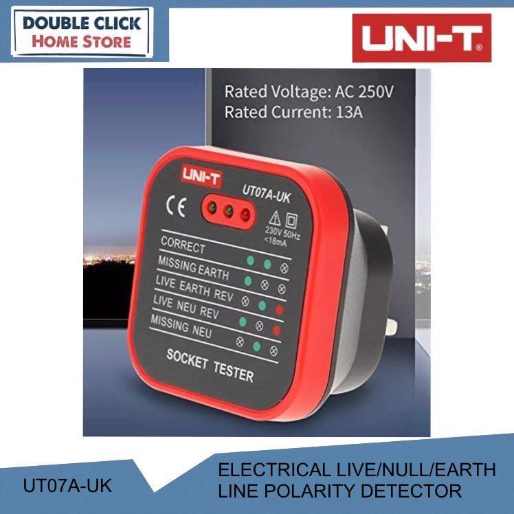 UNI-T UT07A-UK Socket Tester Electrical Live/Null/Earth Line Polarity Detector