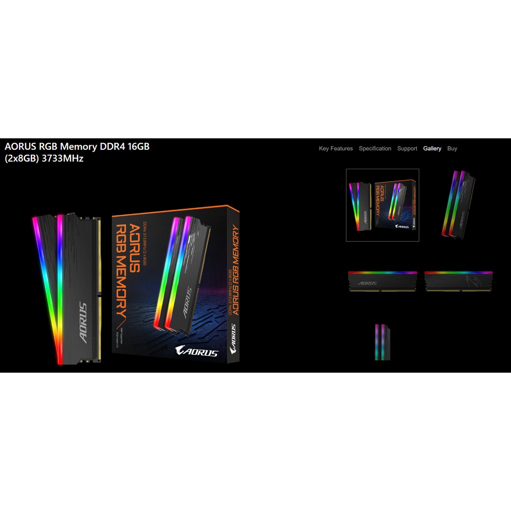 Gigabyte AORUS RGB Memory DDR4 16GB (2x8GB) 3733MHz ( Without Demo Kit ...