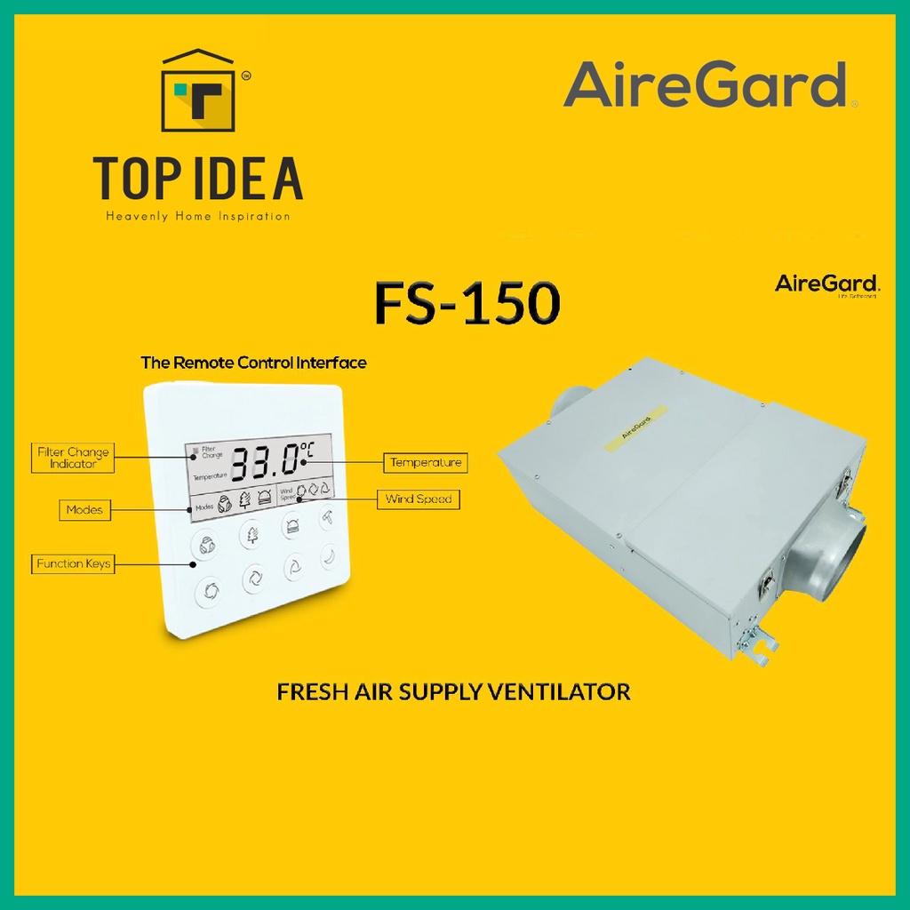 AireGard FS150 Fresh Air System Fresh Air Supply Ventilator HEPA