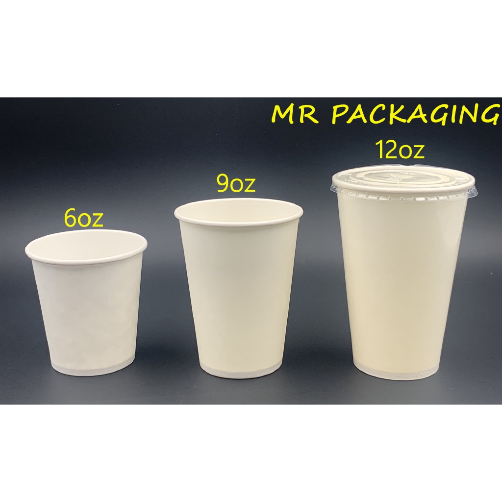 12oz Paper Cup With Flat Lid White 100pcs Disposable Paper Cup 12 Oz 350 Ml Shopee Malaysia
