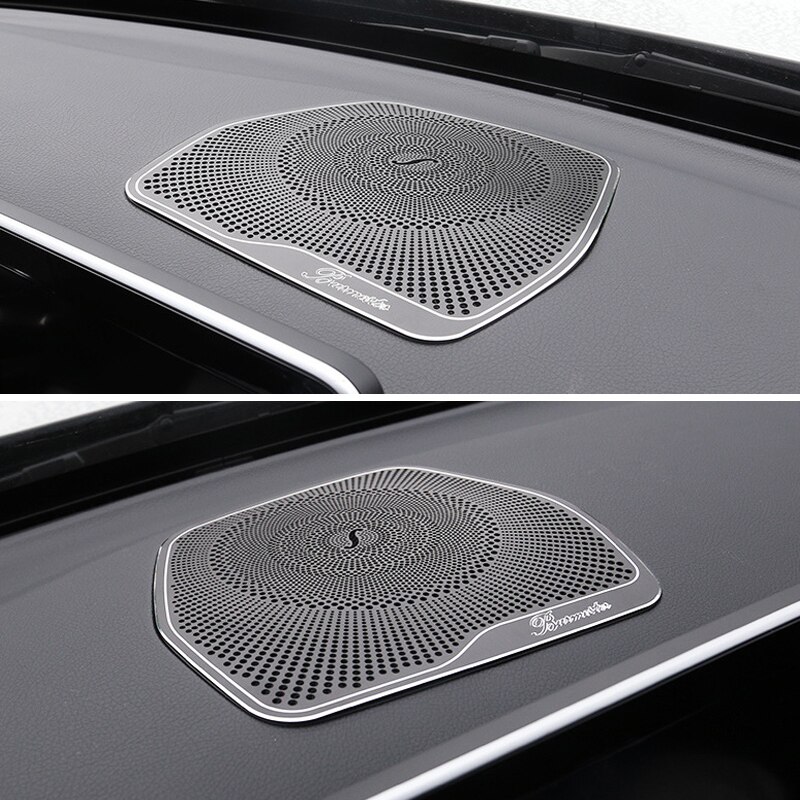 DEALPEAK Aluminum Alloy Car Dashboard Audio Speaker Cover Trim Sticker for Mercedes C Class W205 C180 Automobile Interior Dashboard Loudspeaker Frame Trim Cover Decoration 