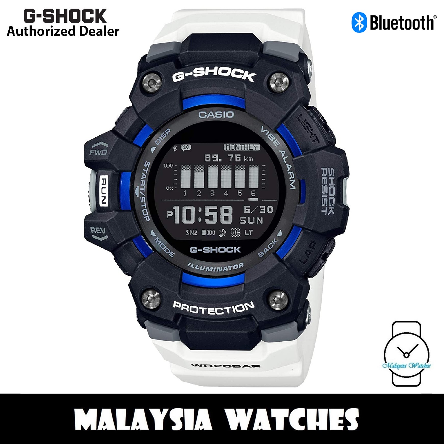 Official Warranty Casio G Shock Gbd 100 1a7 Digital Bluetooth Step Tracker Black Dial White Resin Men S Watch Gbd100 Shopee Malaysia