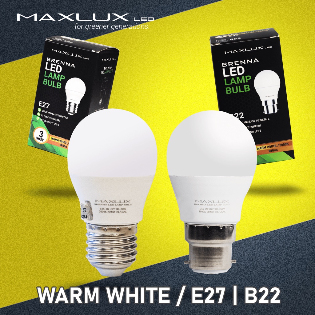 MAXLUX [ BRENNA ] G45 3W LED LAMP BULB (W/W) 3000K MENTOL LED