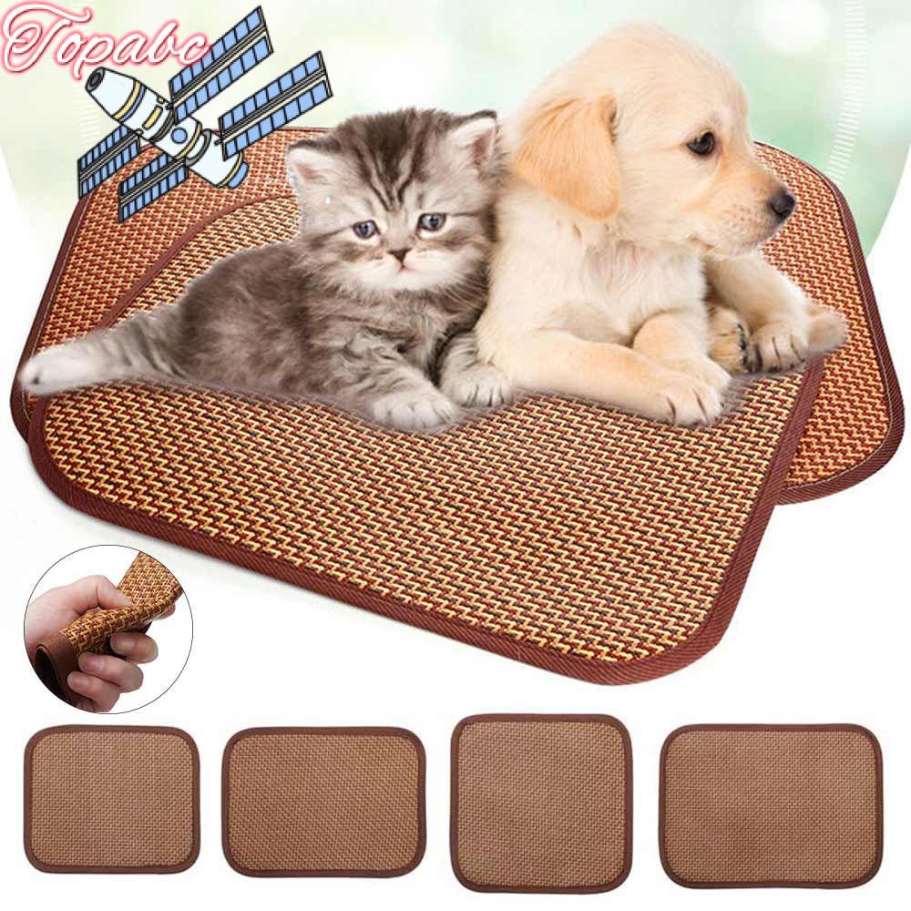 TOP Round Dog Mat Square Dogs Cat Pad Cooling Mat Grass Rattan Mat New