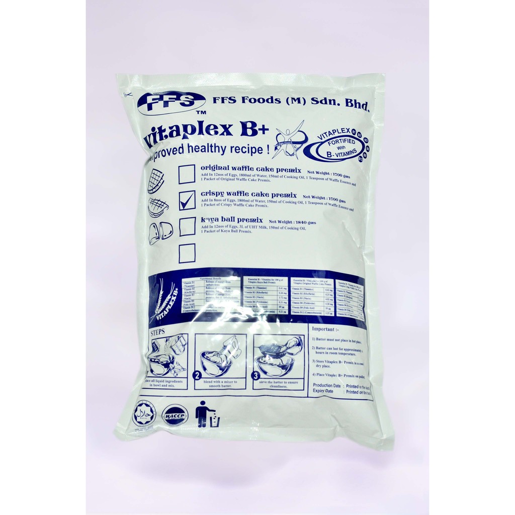 FFS Vitaplex B+ Crispy Waffle Cake Premix / Tepung Waffle Kek rangup