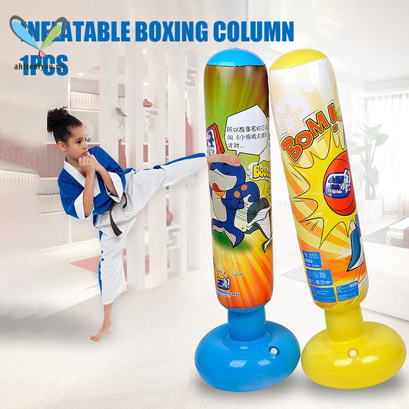 Boxing Punching Bag Inflatable Column Tumbler Bop Sandbag MMA Martial Training 