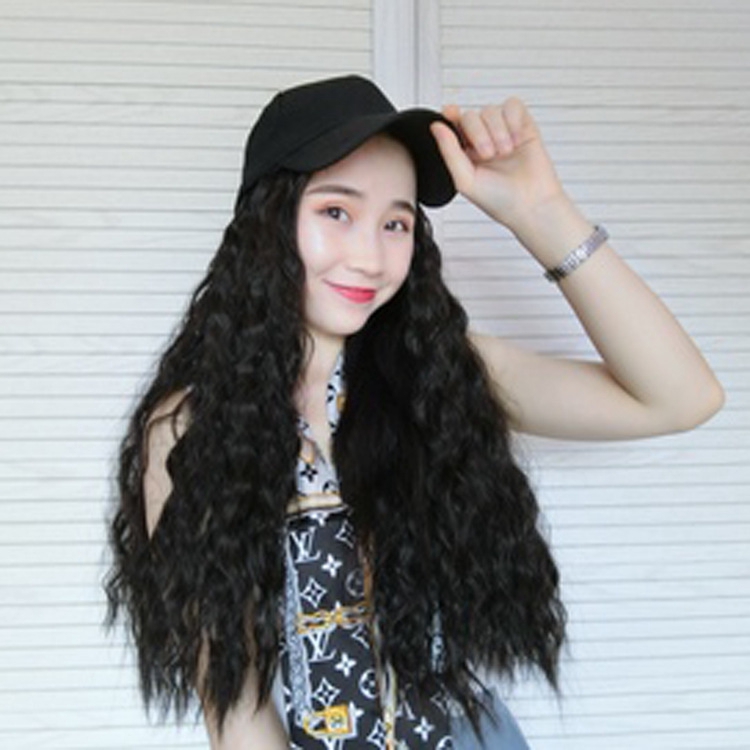 Hats Wig Avant Garde Wool Volume Wig Hats Peaked Cap Long Curly