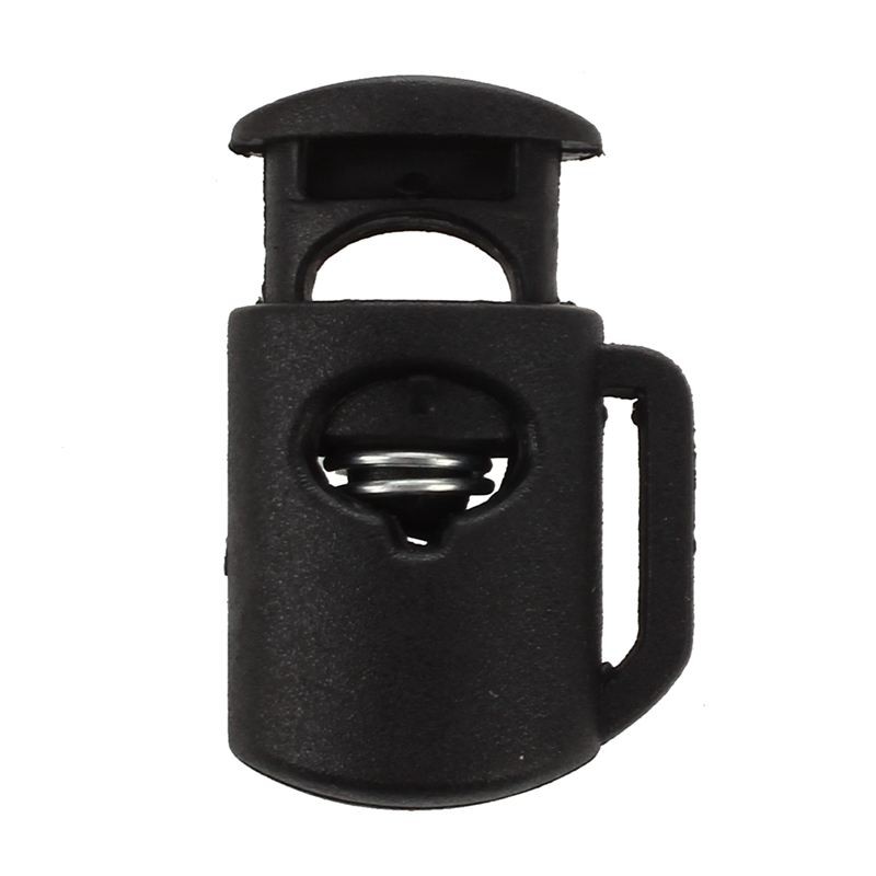 Single Hole Rope Cord Locks Ends Drawstring Toggles 8mm 10 Pcs Black