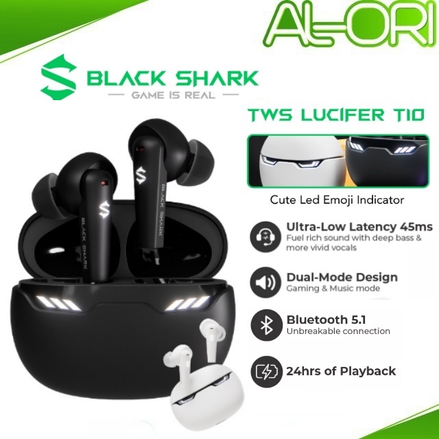 Original Black Shark Lucifer T10 | Gaming Wireless Earbuds Bluetooth Headphones 24Hrs Playtime 1 Year Official Warranty