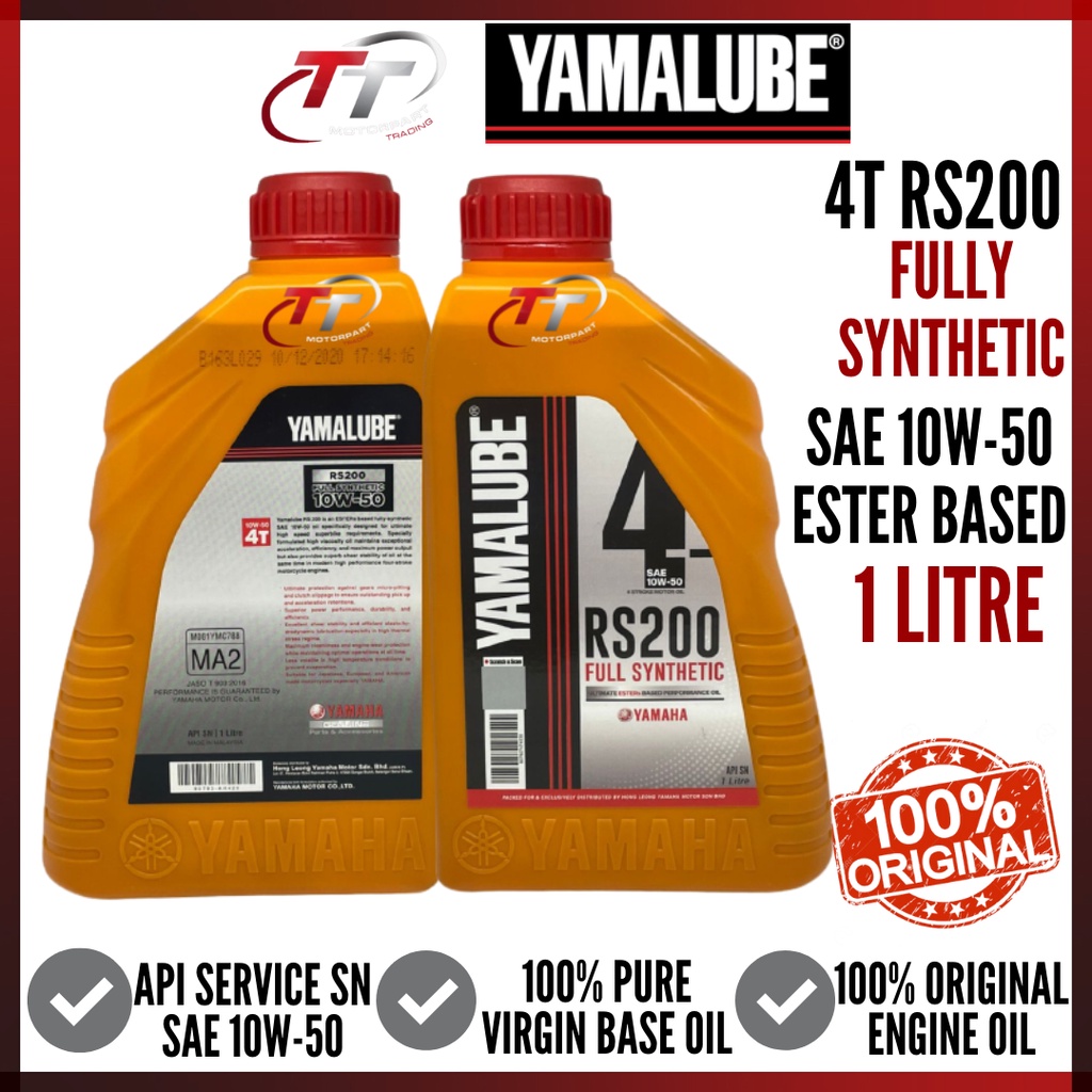 100 ORIGINAL YAMALUBE 4T RS200 SAE 10W50 ESTER BASED FULLY SYNTHETIC