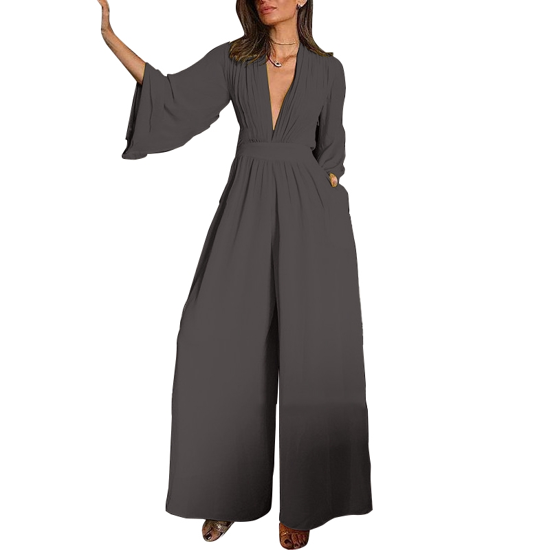 bell sleeve wide leg jumpsuit