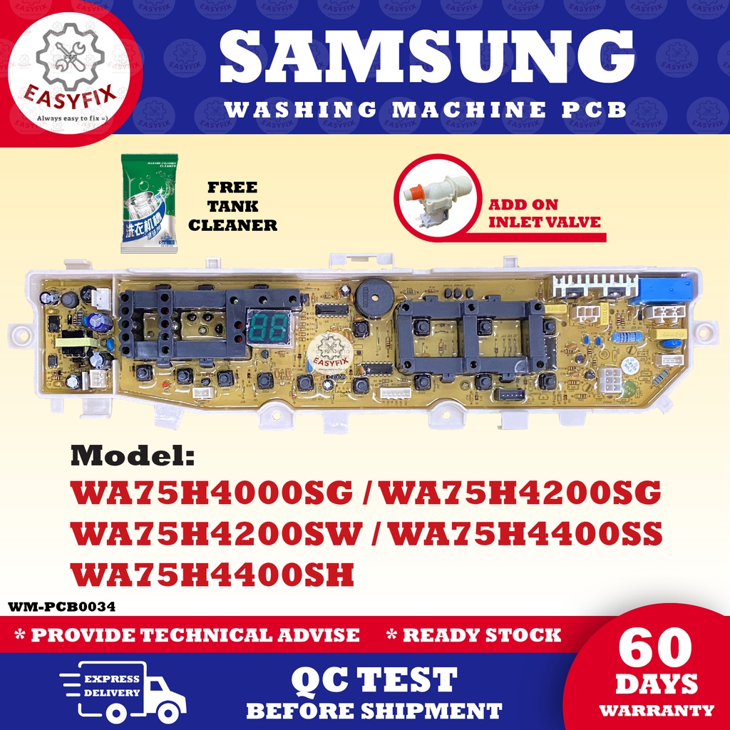 WA75H4000SG / WA75H4200SG SAMSUNG WASHING MACHINE PCB WA75H4200SW ...