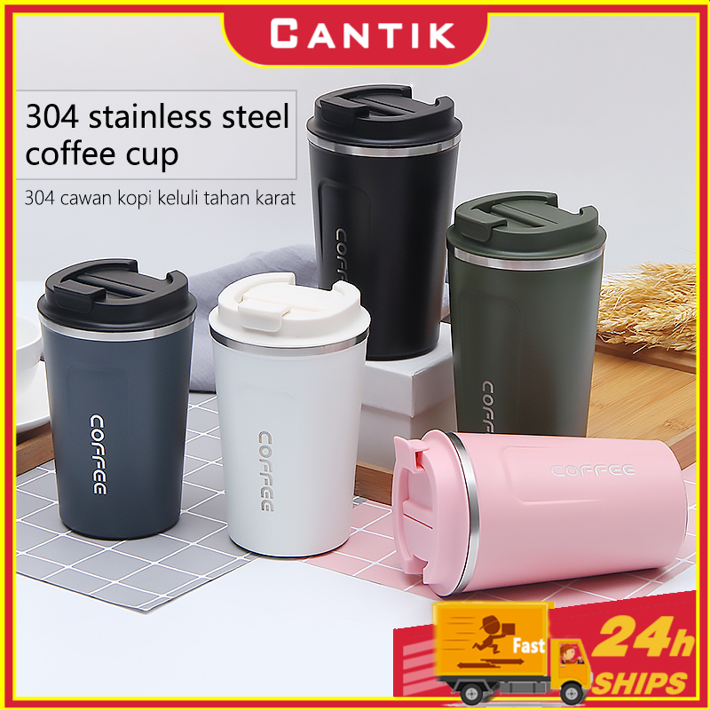 【ready stock】510ML Double Stainless Steel Coffee Mug Car Thermos Mug Leak Proof Travel Thermos Cup Flask coffee cup