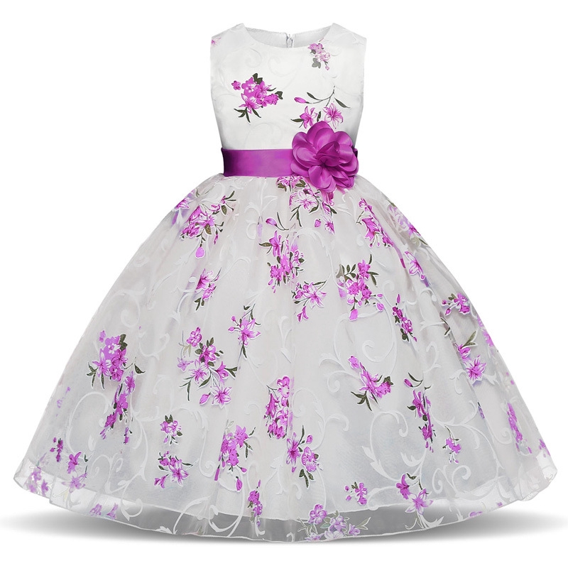 New Flower Childrens Wedding Dresses Printed Dresses Childrens