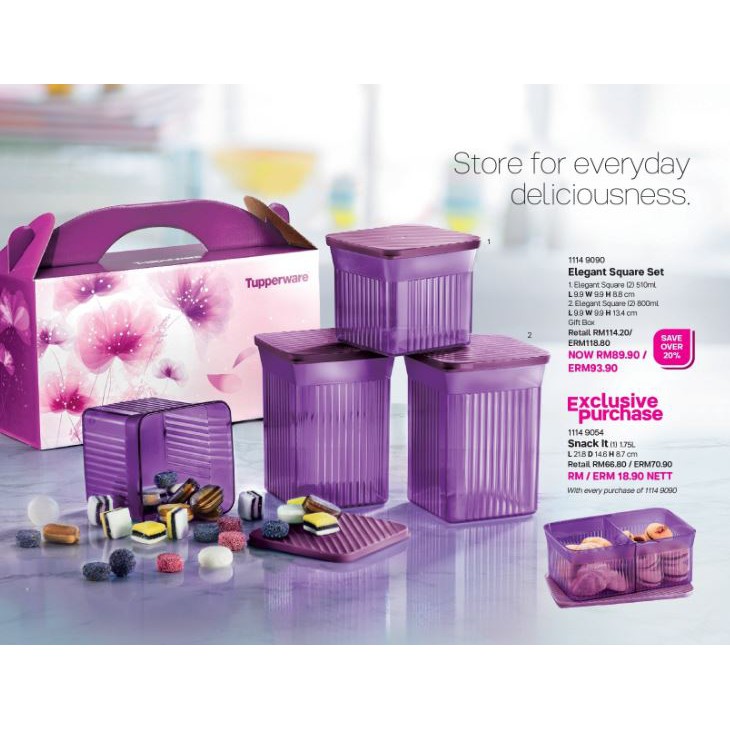 Tupperware Elegant Square Set (4PCS)