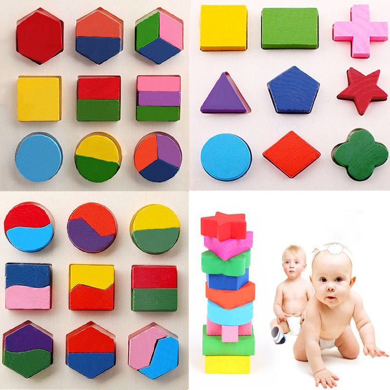 Baby Kids Montessori Early Educational Learning Toy Geometry Block Puz CGO 