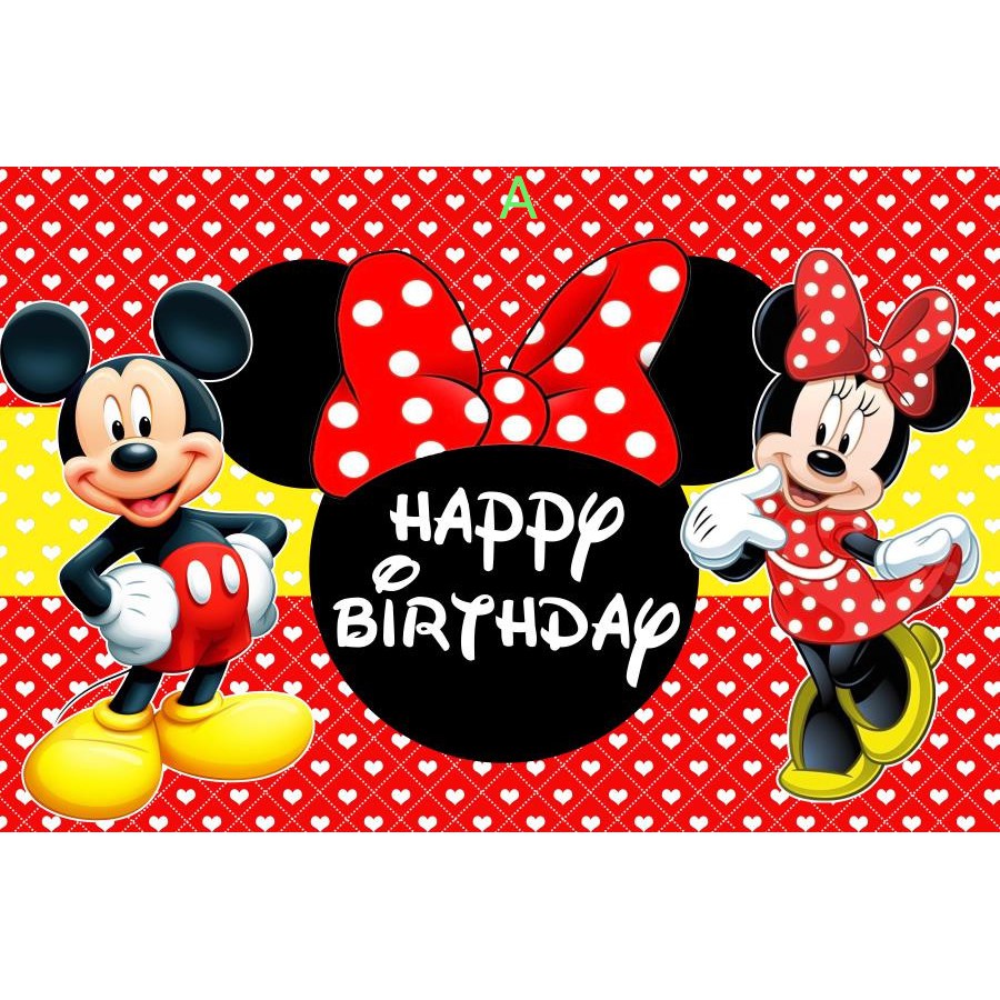 Free Customized Name Mickey and Minnie Backdrop Happy Birthday Party Decor  Photo Background Poster | Shopee Malaysia