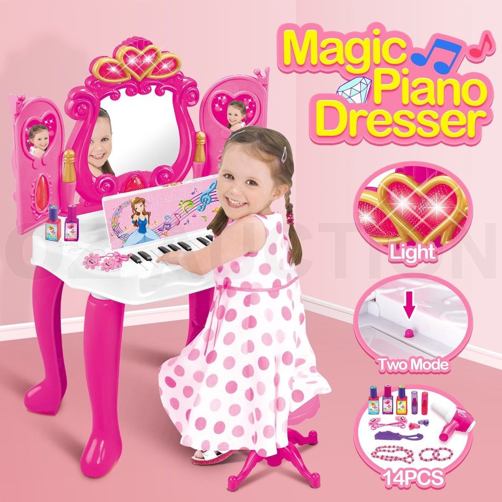 Ready Stock Magic Piano Dresser Mirrored Table Girls Make Up