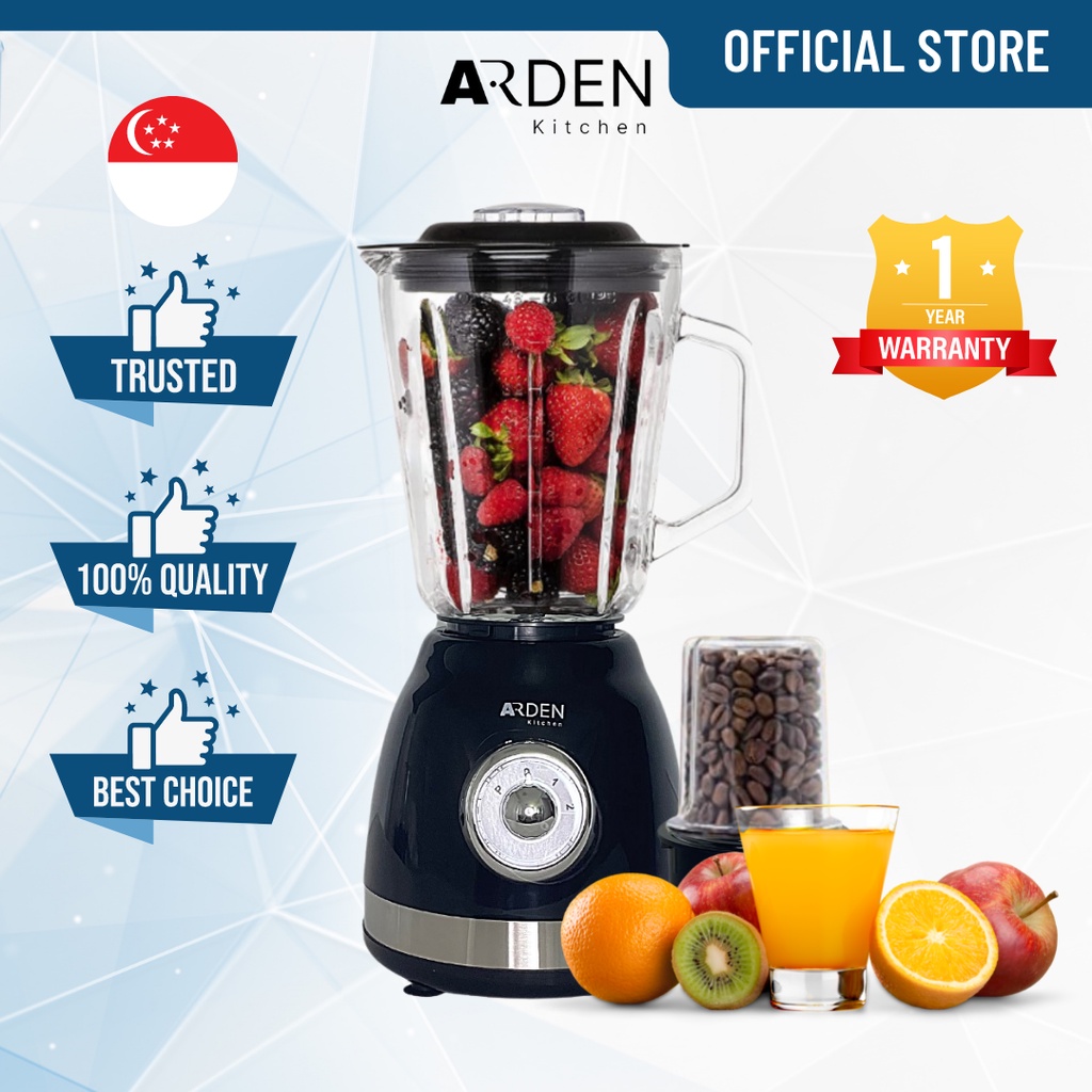 [Fast Delivery] Arden 1.5L Glass Jar Table Blender w Grinder Smoothies with 6-blade removable Stainless Steel