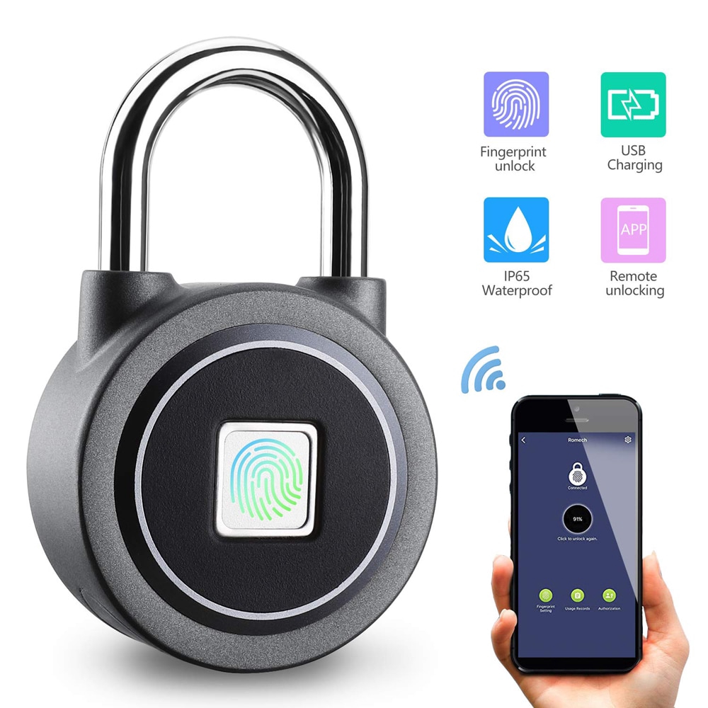 Waterproof Keyless Portable Bluetooth Smart Fingerprint Lock