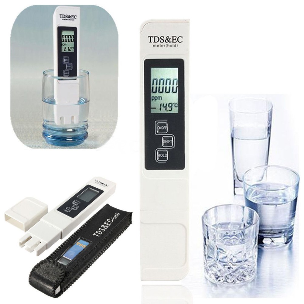 2 in 1 Water Purity Quality Meter Tester Pen LCD Digital TDS EC PPM